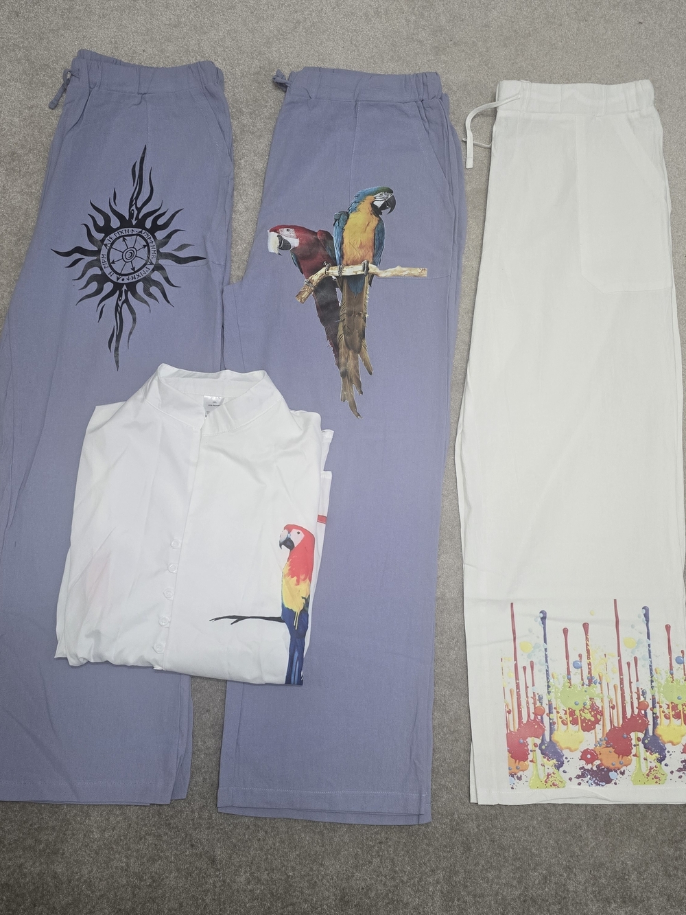 NEW Unbranded 4 PC Sleep Lot White & Blue Graphic Print Size 3XL